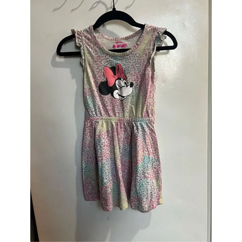 Disney Minnie Mouse Rainbow Leopard Print Girls Dress Size 5 Kids
